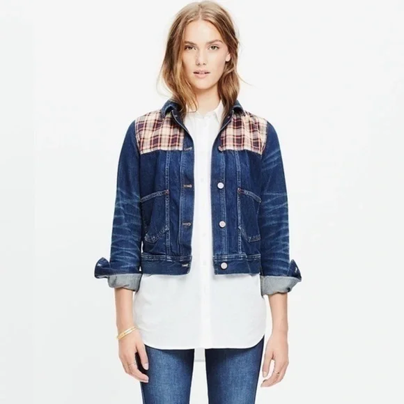 Madewell Denim Plaid Trucker Jean Jacket NWOT - Picture 12 of 13